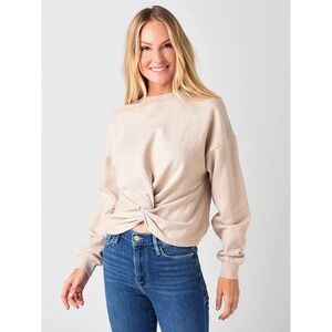 Frame Womens M Twist Front Sweatshirt Oatmeal Beige Crewneck‎ Top